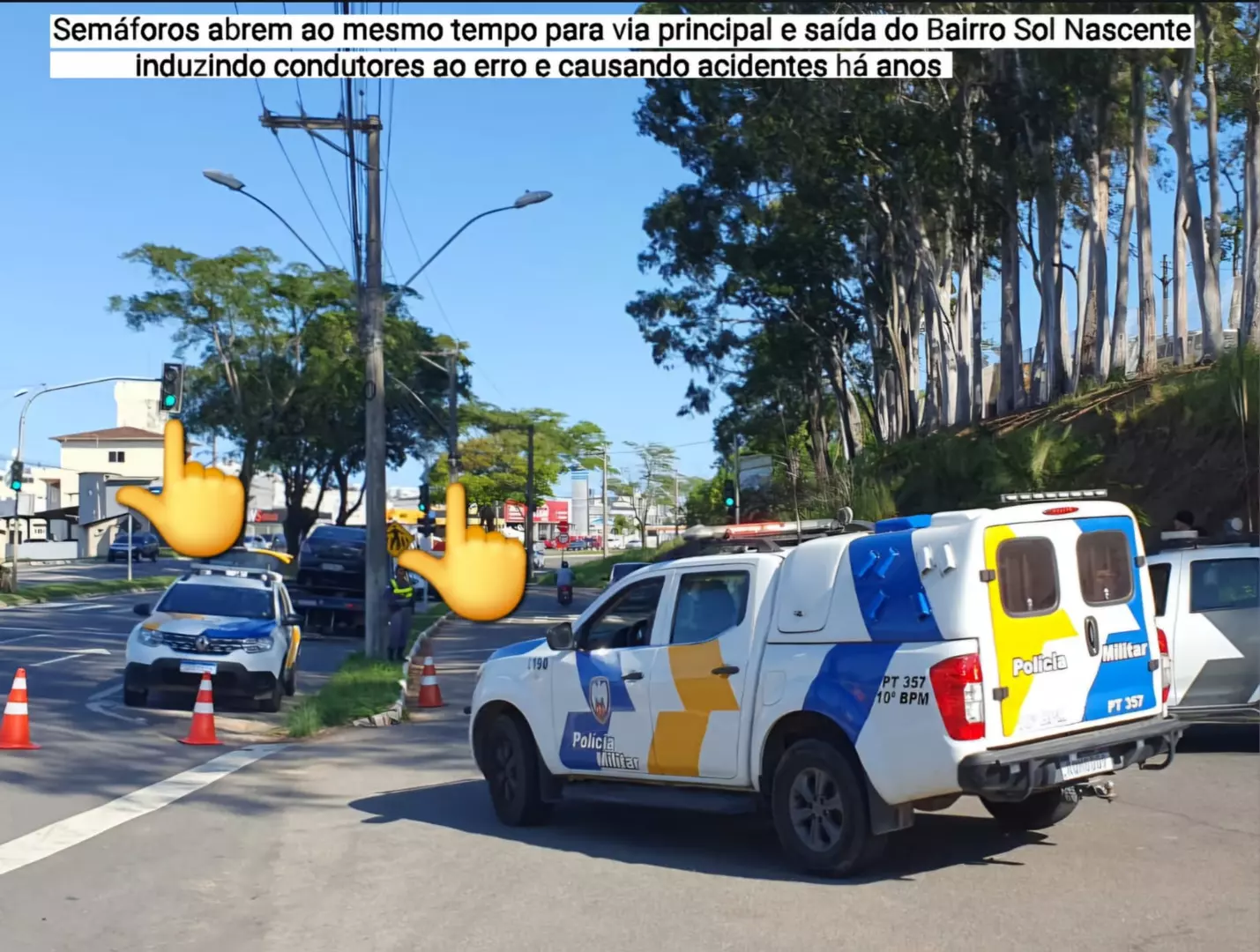 Em Guarapari o fluxo de veículos é intenso e precisa de semáforos sincronizados para melhorar a fluidez e segurança no trânsito, na saída do Bairro Sol Nascente em frente ao ponto de ônibus é um exemplo