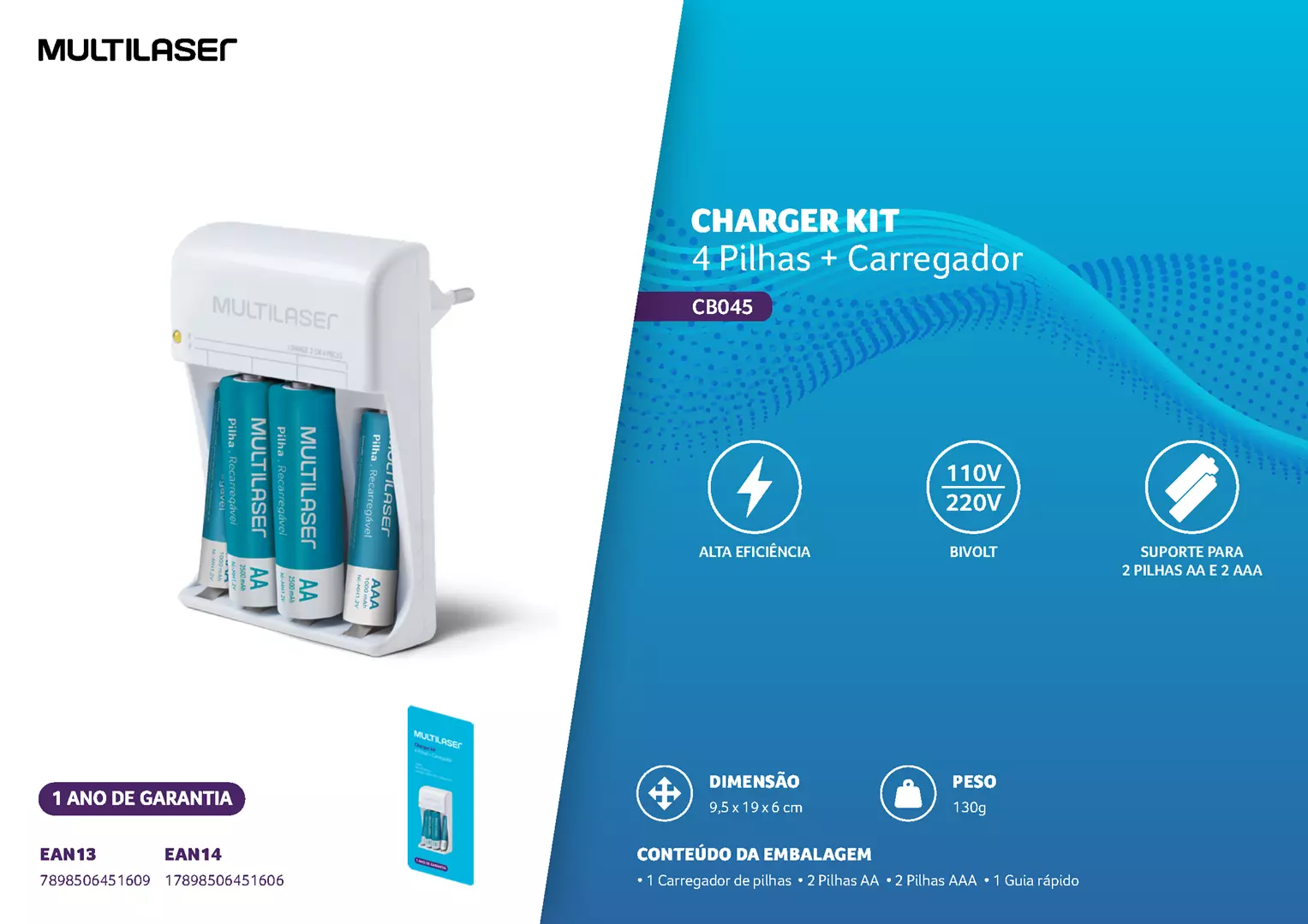 Charger Kit CB045 MULTILASER Charger Kit CB045 MULTILASER