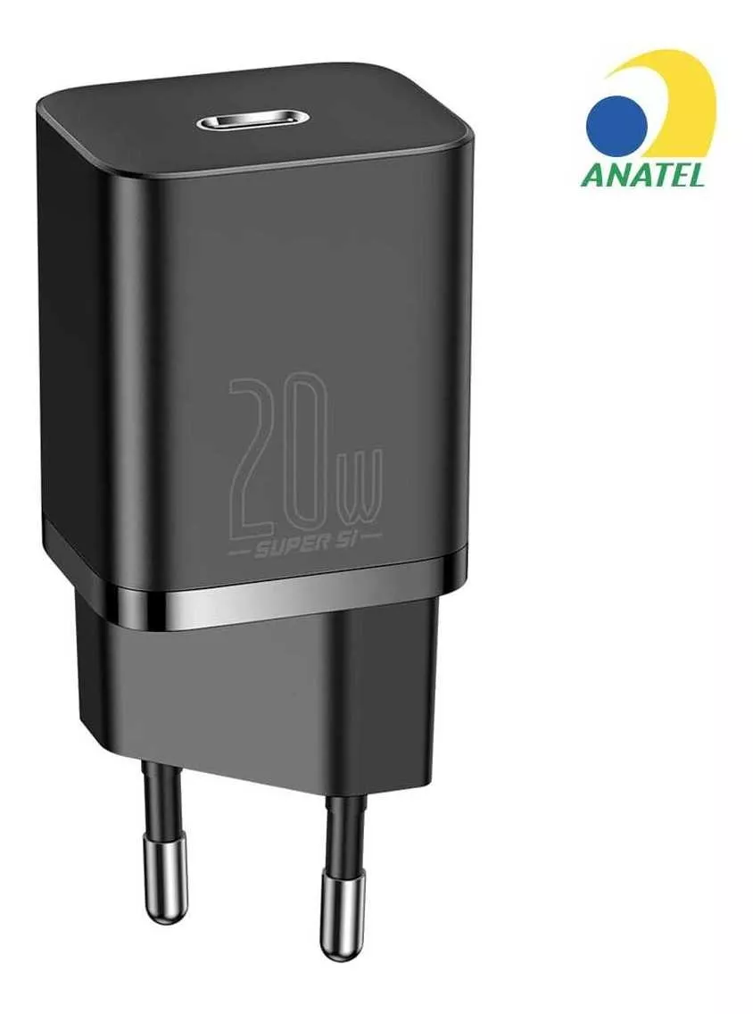 Carregador De Parede Usb-c Preto Super Si Qc Pd 3.0 20w - Baseus Carregador De Parede Usb-c Preto Super Si Qc Pd 3.0 20w - Baseus