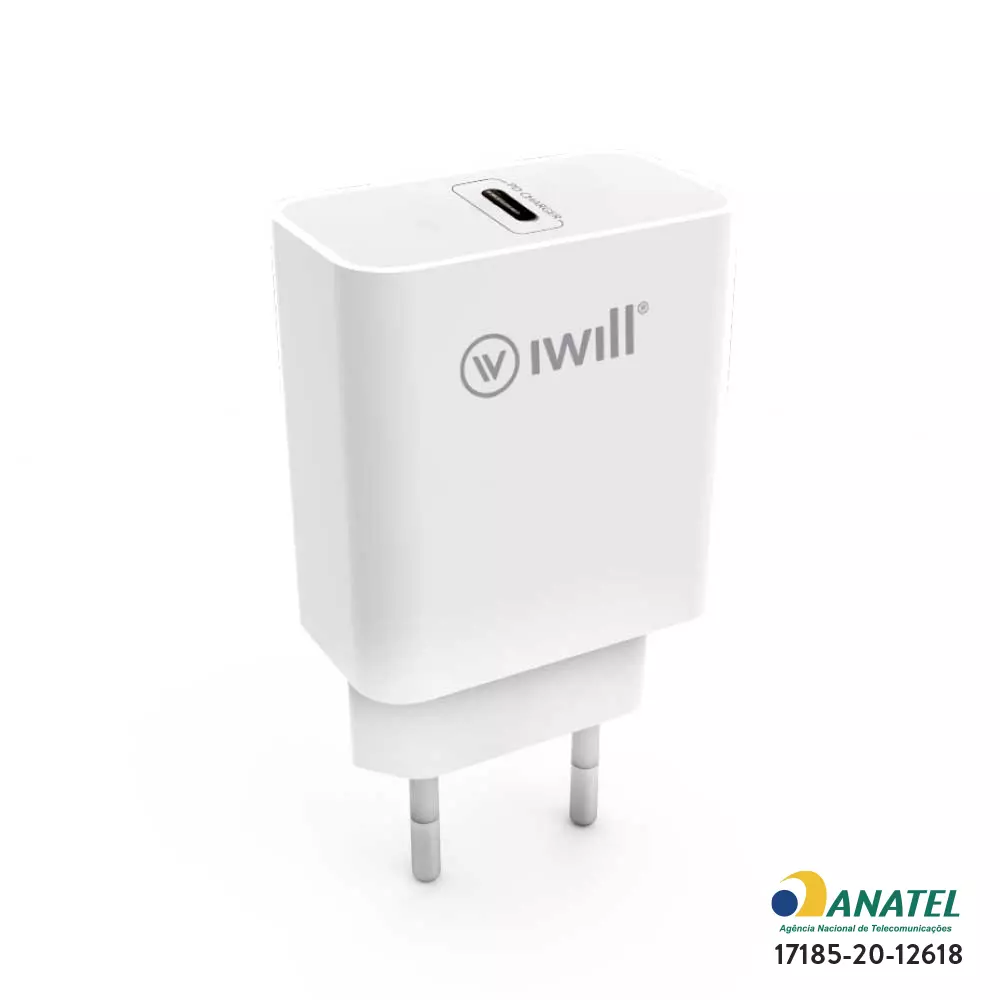 Adaptador de Parede com 1 USB-C PD 20W - PD Charger - iWill