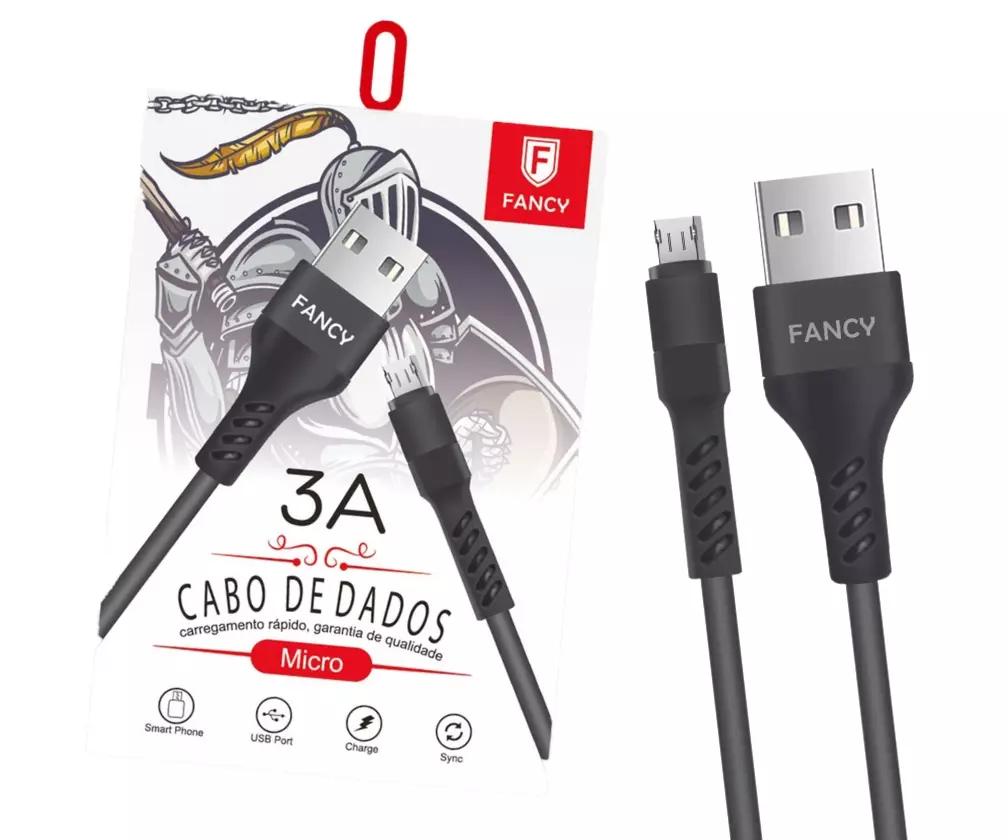 Cabo Turbo 3A USB Para Micro V8 - CA06v Fancy Cabo Turbo 3A USB Para Micro V8 - CA06v Fancy