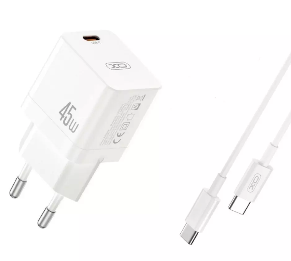 Kit Carregador Super Turbo 45W Cabo USB-C Para USB-C - CE09C XO Kit Carregador Super Turbo 45W Cabo USB-C Para USB-C - CE09C XO