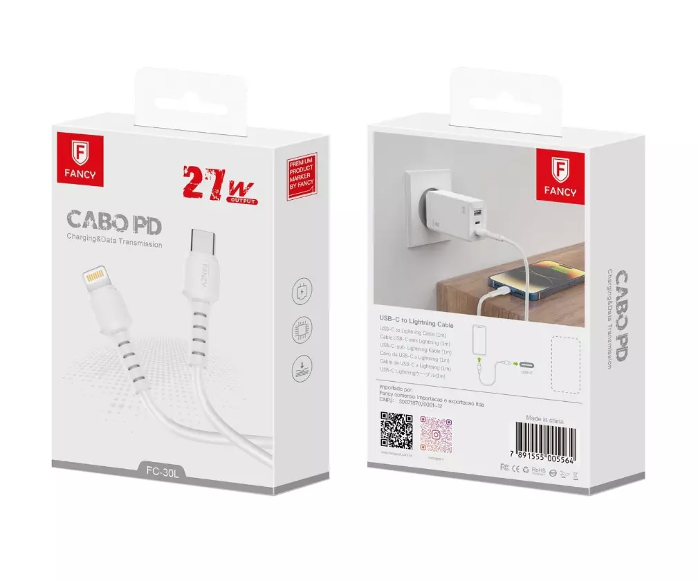 Cabo Turbo PD USB-C Para Lightning 27W - FC30L Fancy Cabo Turbo PD USB-C Para Lightning 27W - FC30L Fancy
