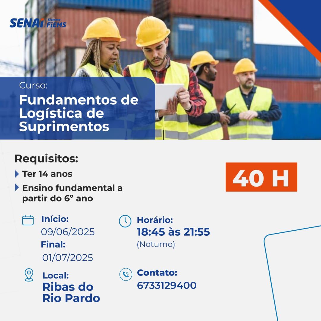 Curso Gratuito de Logística Está com Vagas Abertas em Ribas do Rio Pardo
