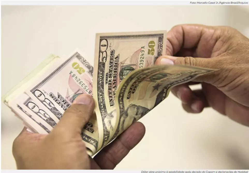 Dólar abre próximo à estabilidade após decisão do Copom e declarações de Haddad