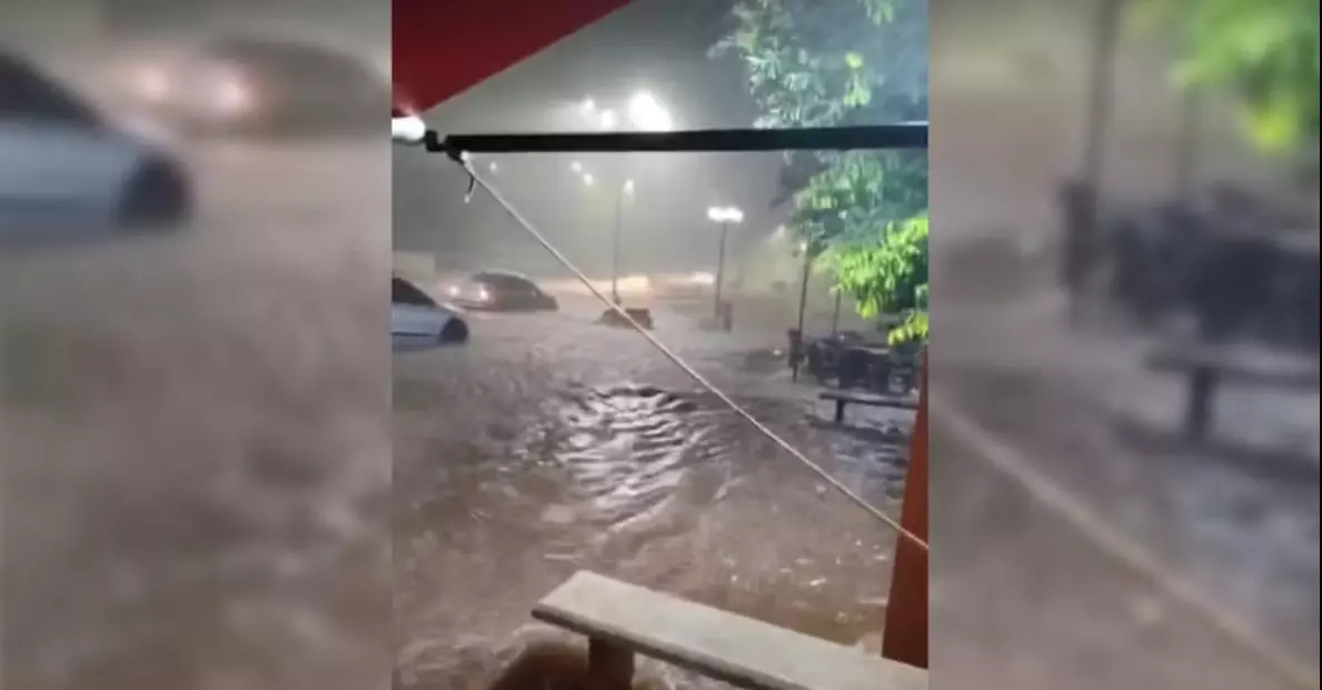 Temporal com ventos de até 60 km/h causa alagamentos e derruba árvores em Barra Bonita (SP)