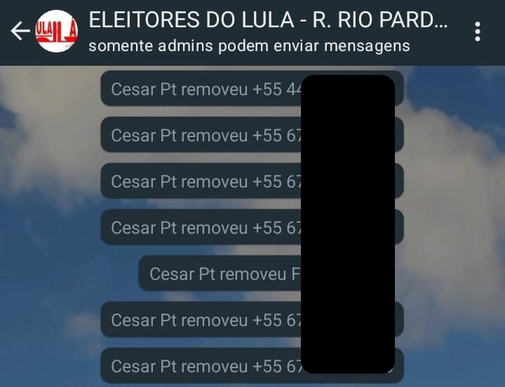 Sem 'aviso prévio', presidente do PT implode grupo 'Eleitores do Lula' em Ribas do Rio Pardo