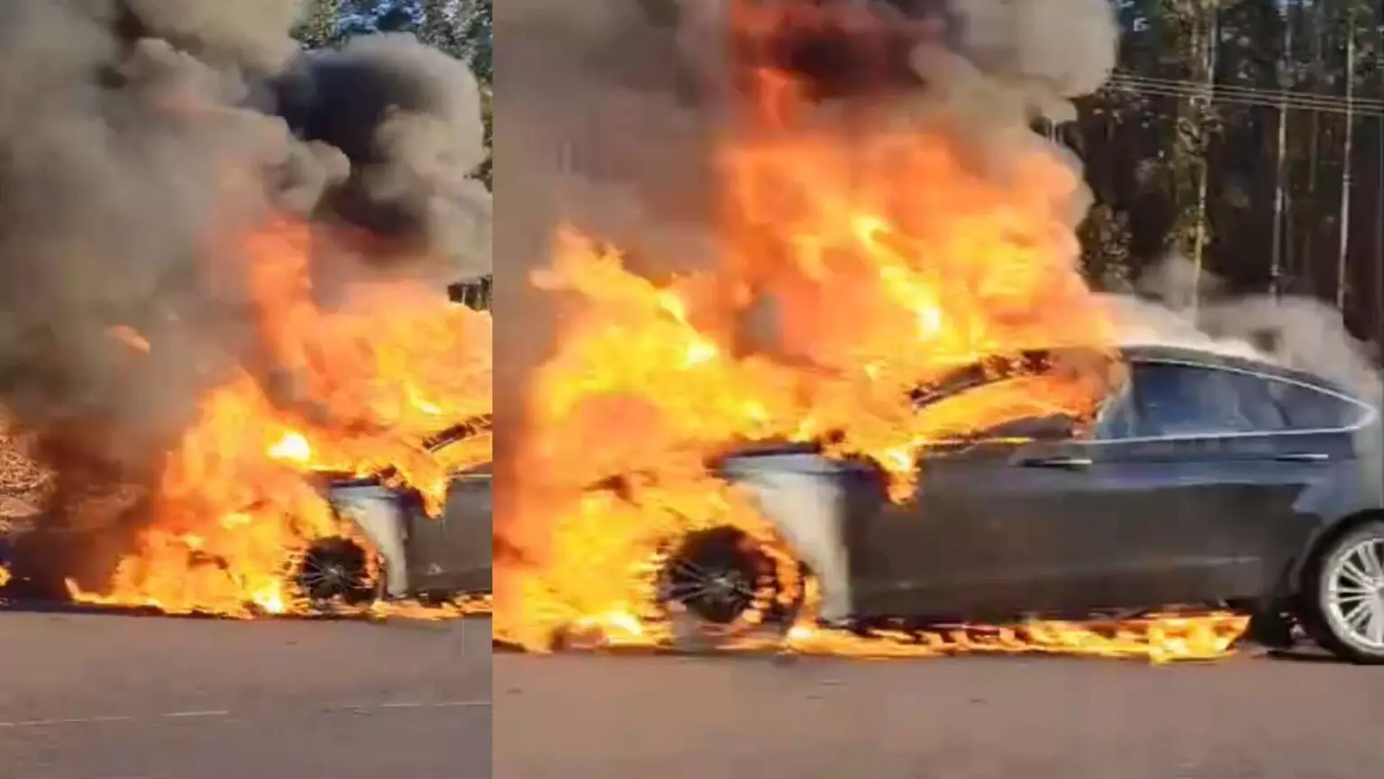 VÍDEO: Carro pega fogo na BR-262, em Ribas do Rio Pardo