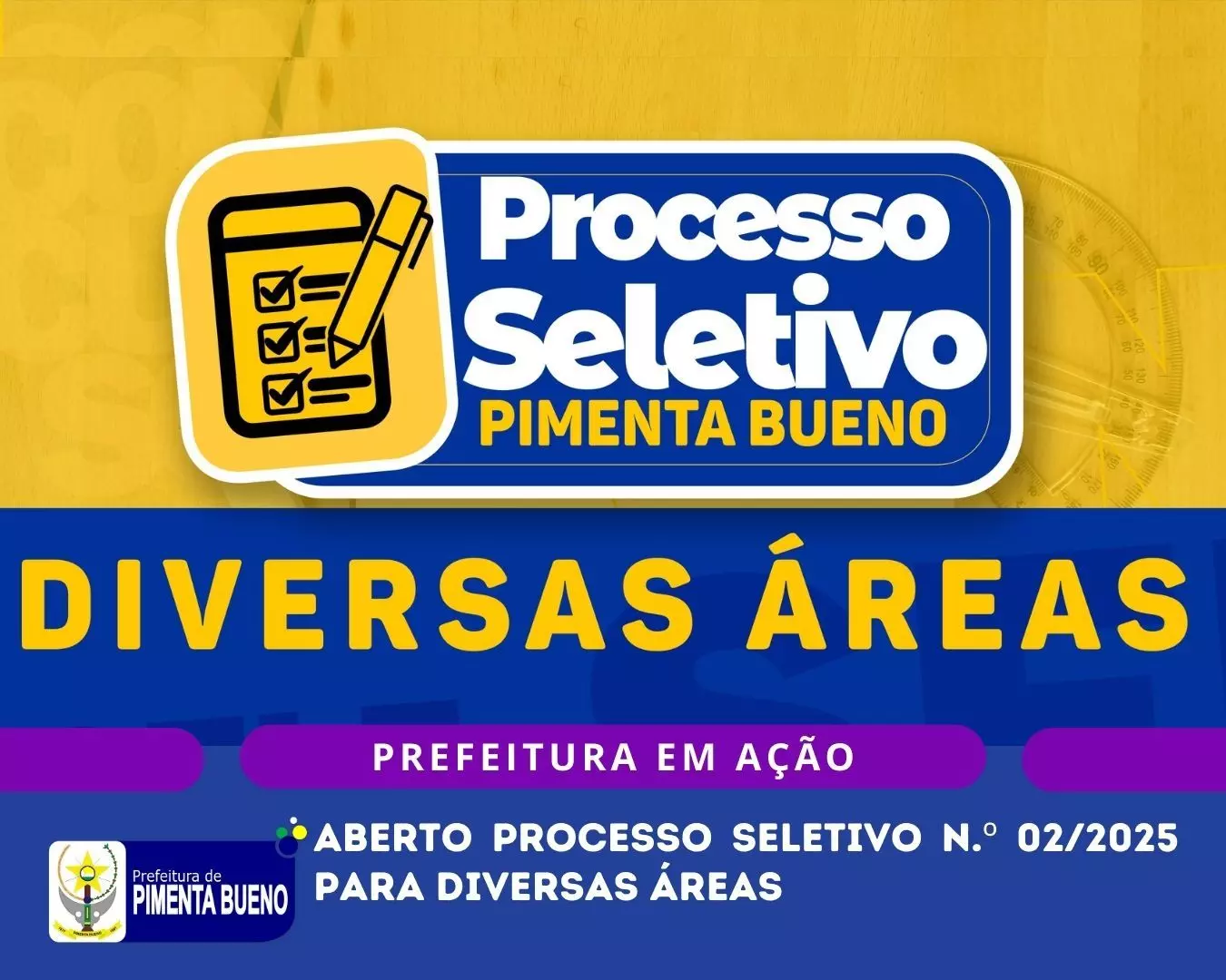 Prefeitura de Pimenta Bueno abre Processo Seletivo com vagas nas áreas de Direito, Educação Física e Pedagogia