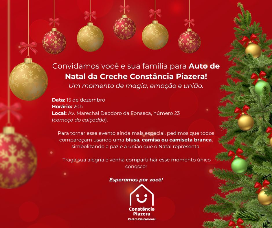 Centro Educacional Constância Piazera realiza Auto de Natal neste domingo