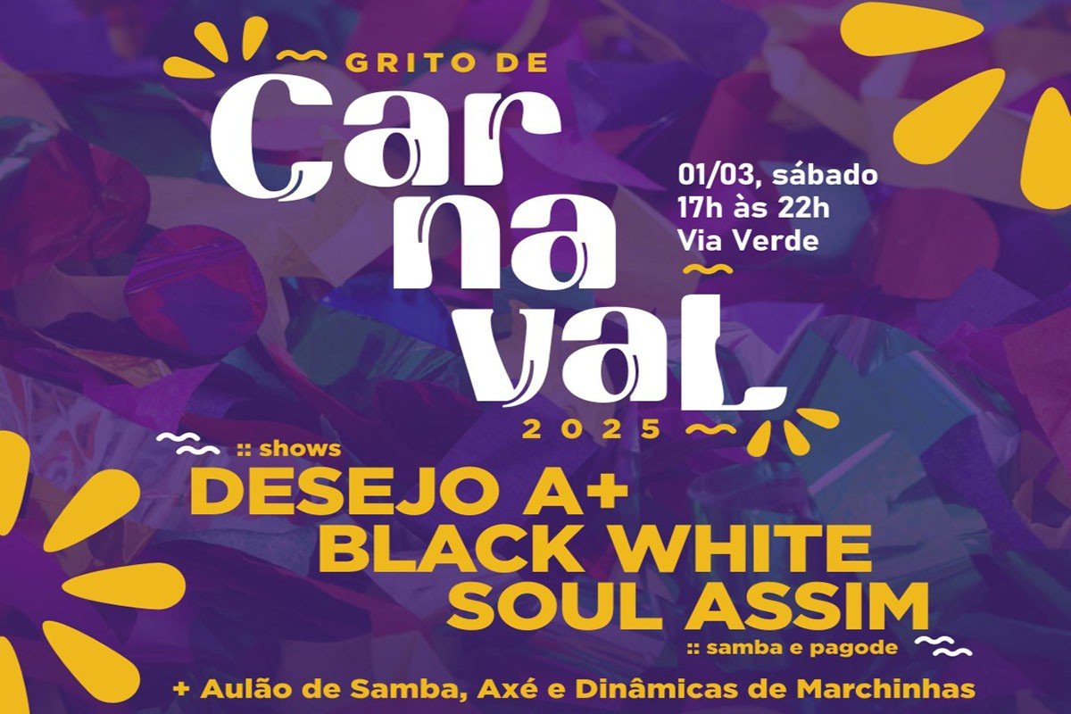 Grito de Carnaval 2025 agita Jaraguá do Sul no Parque Linear Via Verde sábado, 1º de março