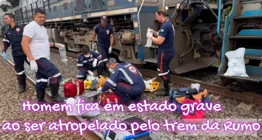 Homem que estava deitado na linha foi atropelado pelo trem da RUMO