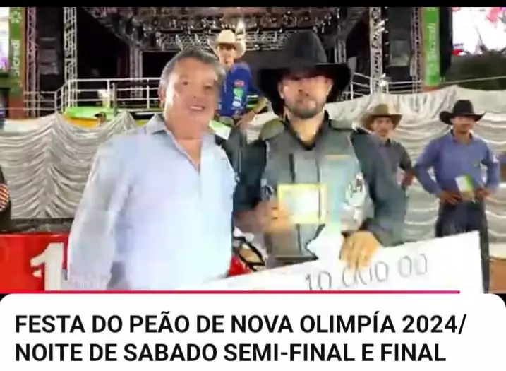 Campeão: Maycon de Melo da Silva brilha no rodeio de Nova Olímpia