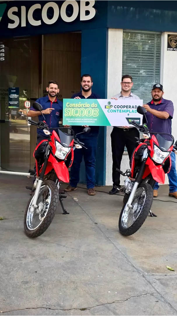 Cooperados do Sicoob são contemplados em consórcio e adquirem motocicletas novas