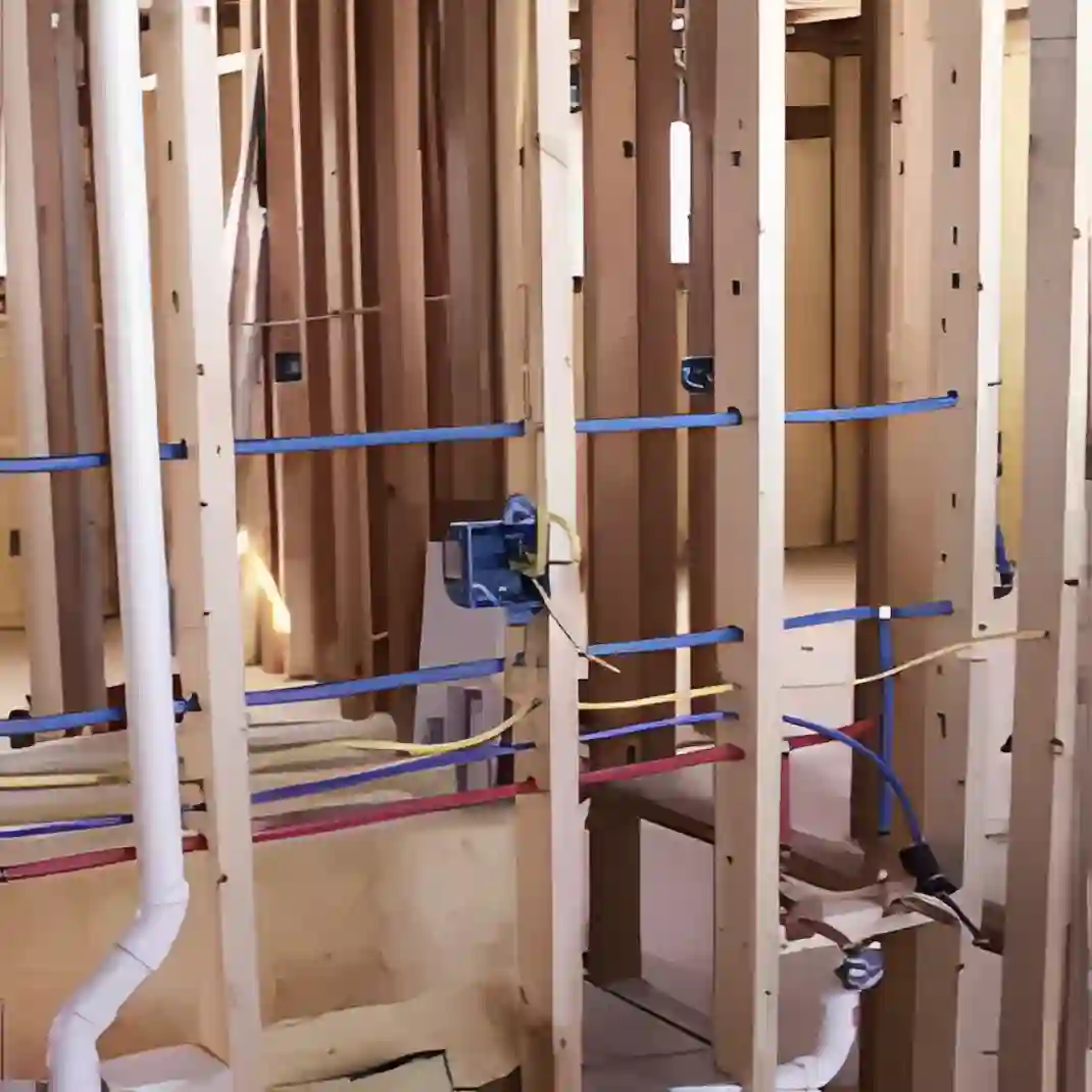 Image of a plumber working on a pipe under the sink.