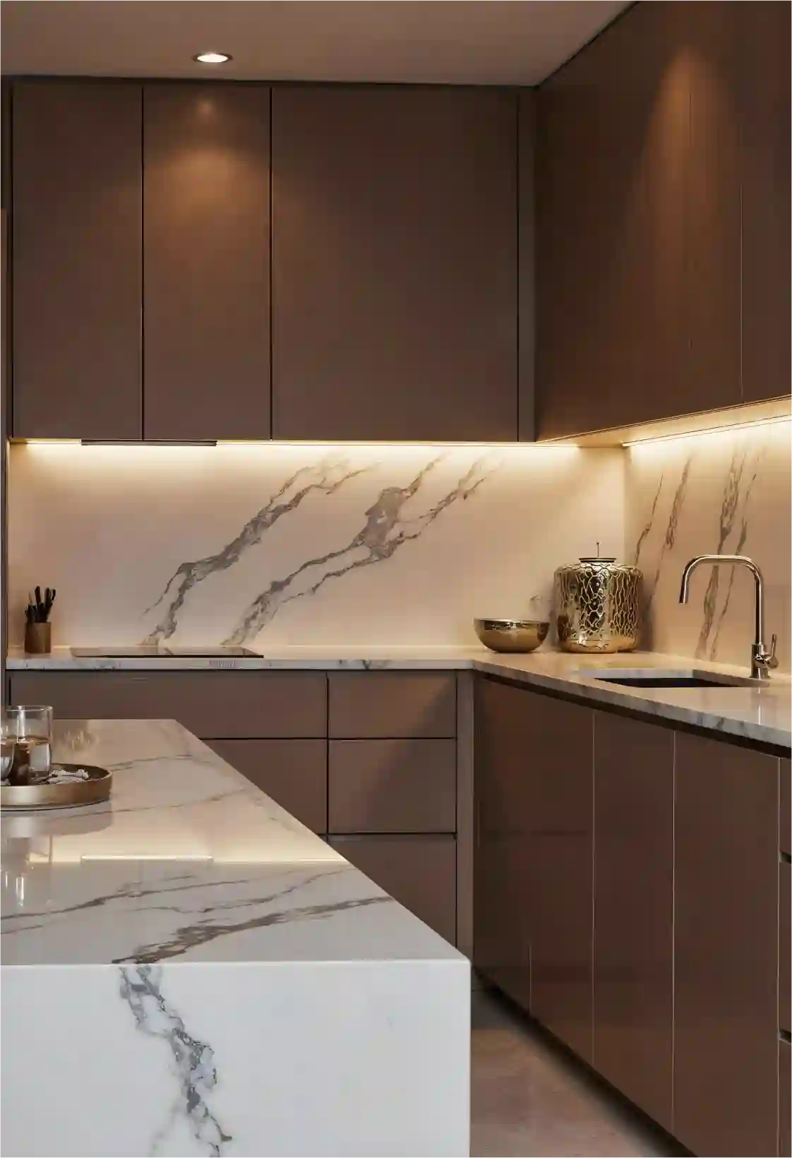 Image of a quartz countertop in a kitchen.