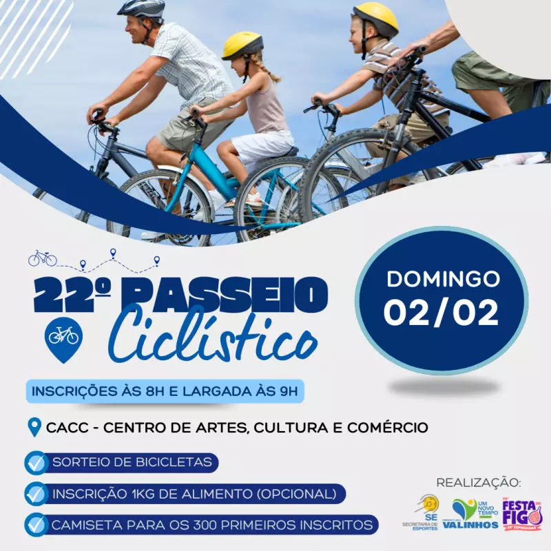 Valinhos se prepara para o 22º Passeio Ciclístico durante a 74ª Festa do Figo e 29ª Expogoiaba