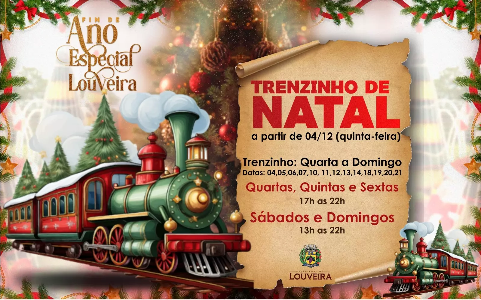 Passeios de Trenzinho de Natal começam nesta quinta-feira (04)