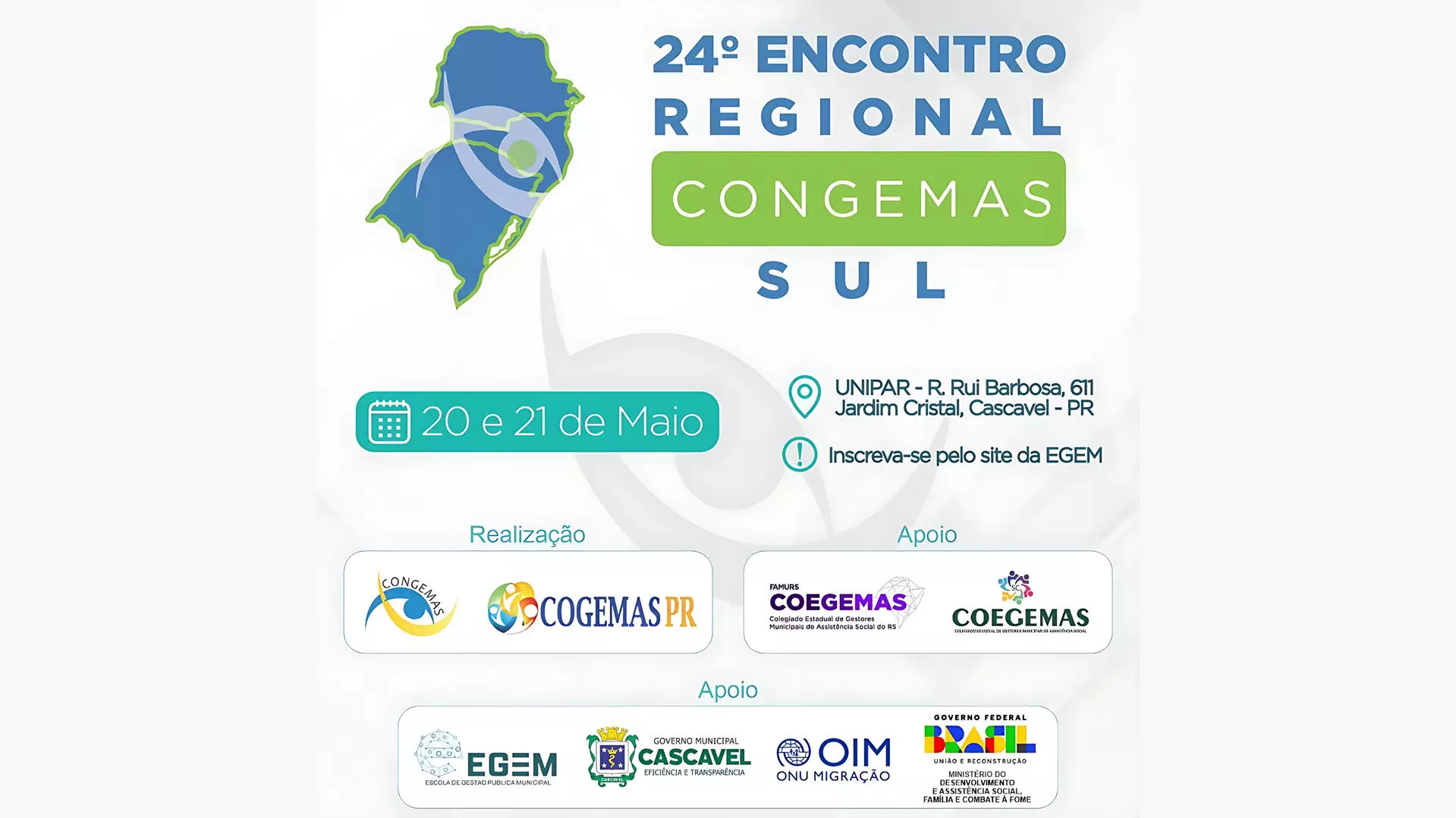 24º ENCONTRO REGIONAL DO CONGEMAS - SUL