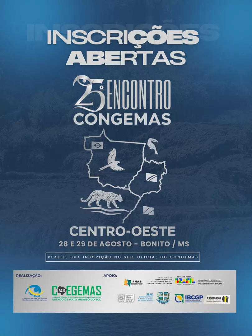 INSCRIÇÕES ABERTAS 25º ENCONTRO REGIONAL CONGEMAS | CENTRO-OESTE