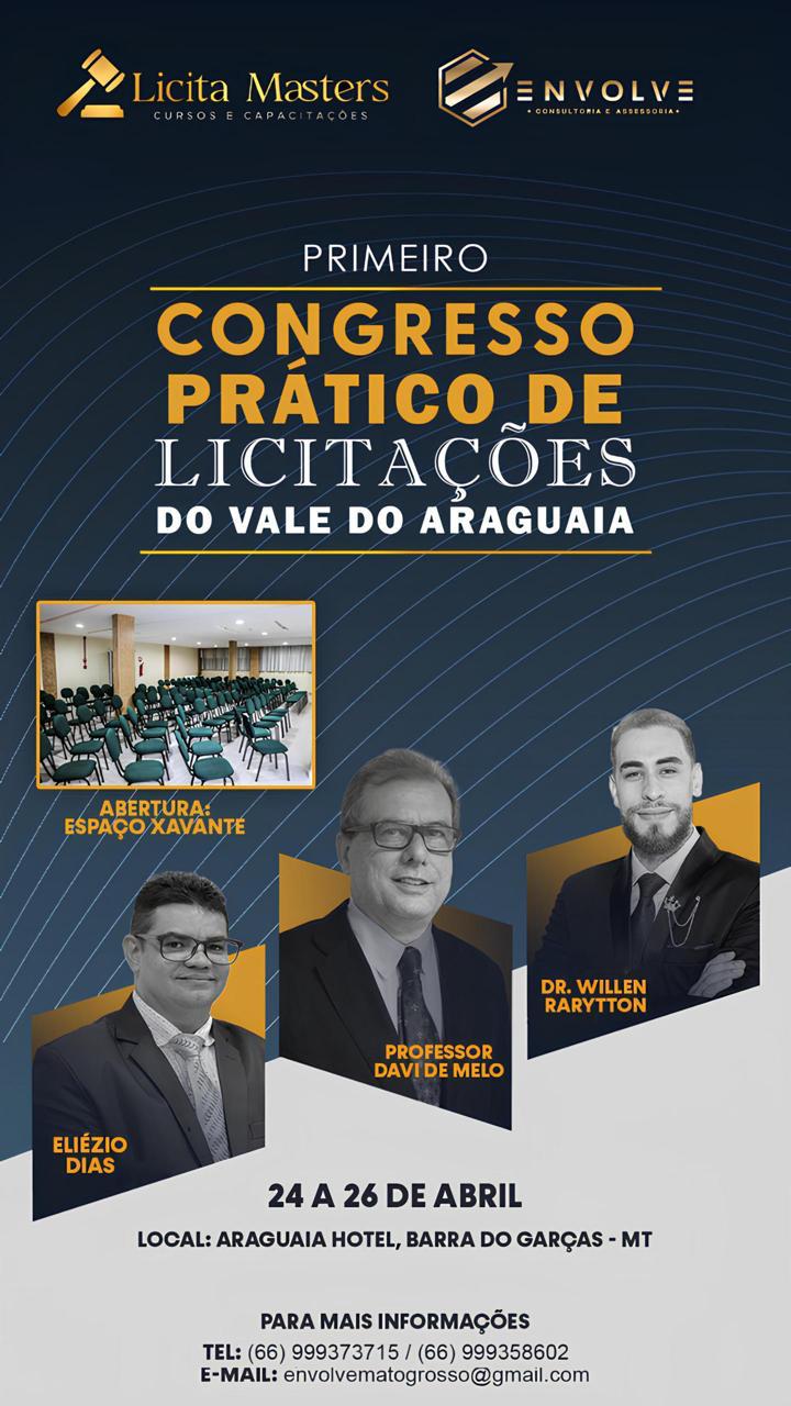 Barra do Garças se prepara para o 1º Congresso prático de licitações do Araguaia envolvendo órgãos públicos