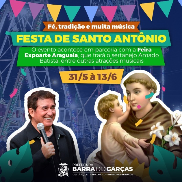 Festa de Santo Antônio 2024 agita Barra do Garças até a próxima semana