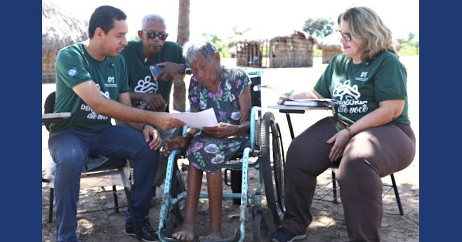 Indígena de 113 anos soube de reativação de aposentadoria no mutirão da Defensoria em Água Boa