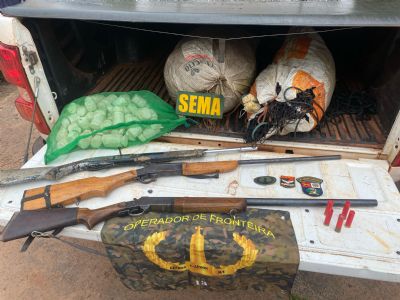 Divisa Segura: PM e SEMA apreendem armas de fogo e prendem três por crimes ambientais em Santa Terezinha