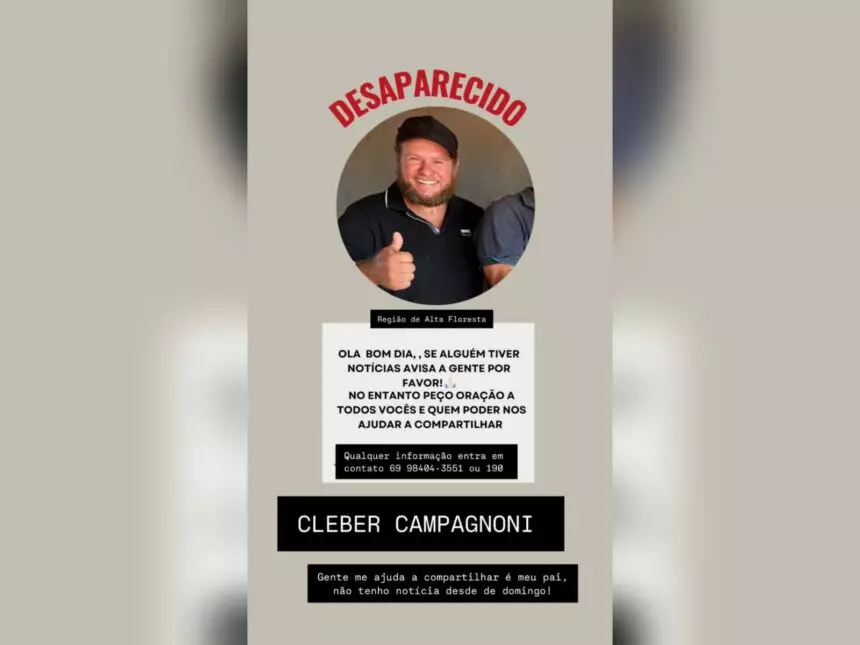 Família procura por morador de Rolim de Moura desaparecido na zona rural de Alta Floresta