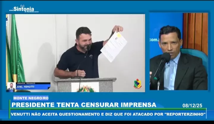 VENUTTI NÃO ACEITA QUESTIONAMENTO, TENTA INTIMIDAR REPÓRTER DO SINTONIA DE RONDÔNIA E FALA PALAVRA DE BAIXO CALÃO EM TRIBUNA PARLAMENTAR