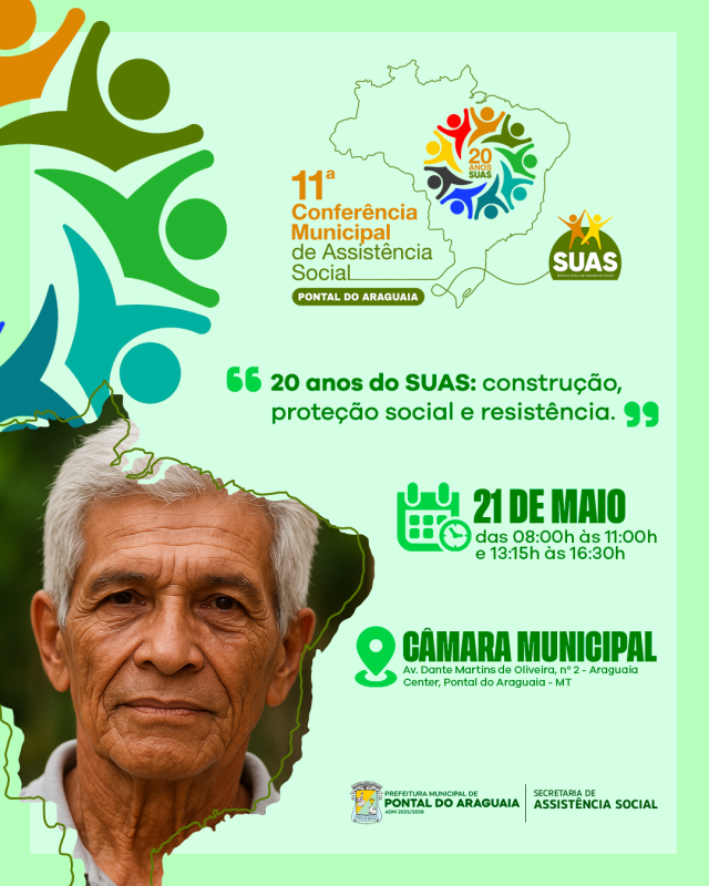 Pontal do Araguaia realiza a 11ª Conferência Municipal de Assistência Social no dia 21 de maio