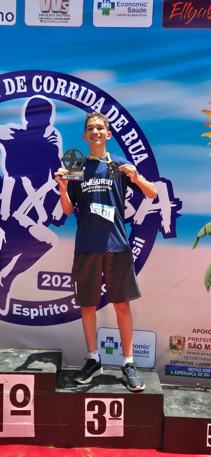 GUILHERME VICENTE SANTOS, DE 15 ANOS, BRILHA NA COPA NORTE CAPIXABA DE CORRIDA DE RUA EM GURIRI