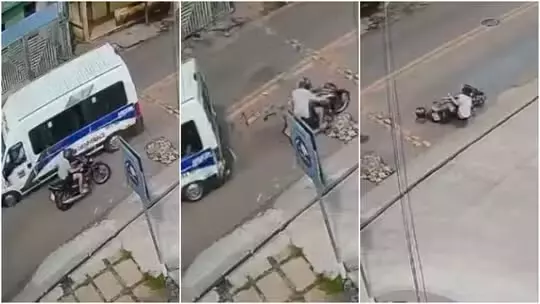 Topique bate em traseira de carro e derruba motociclista no interior do Ceará