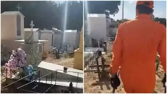 Homem entra em jazigo de cemitério, se tranca e depois pede ajuda aos bombeiros