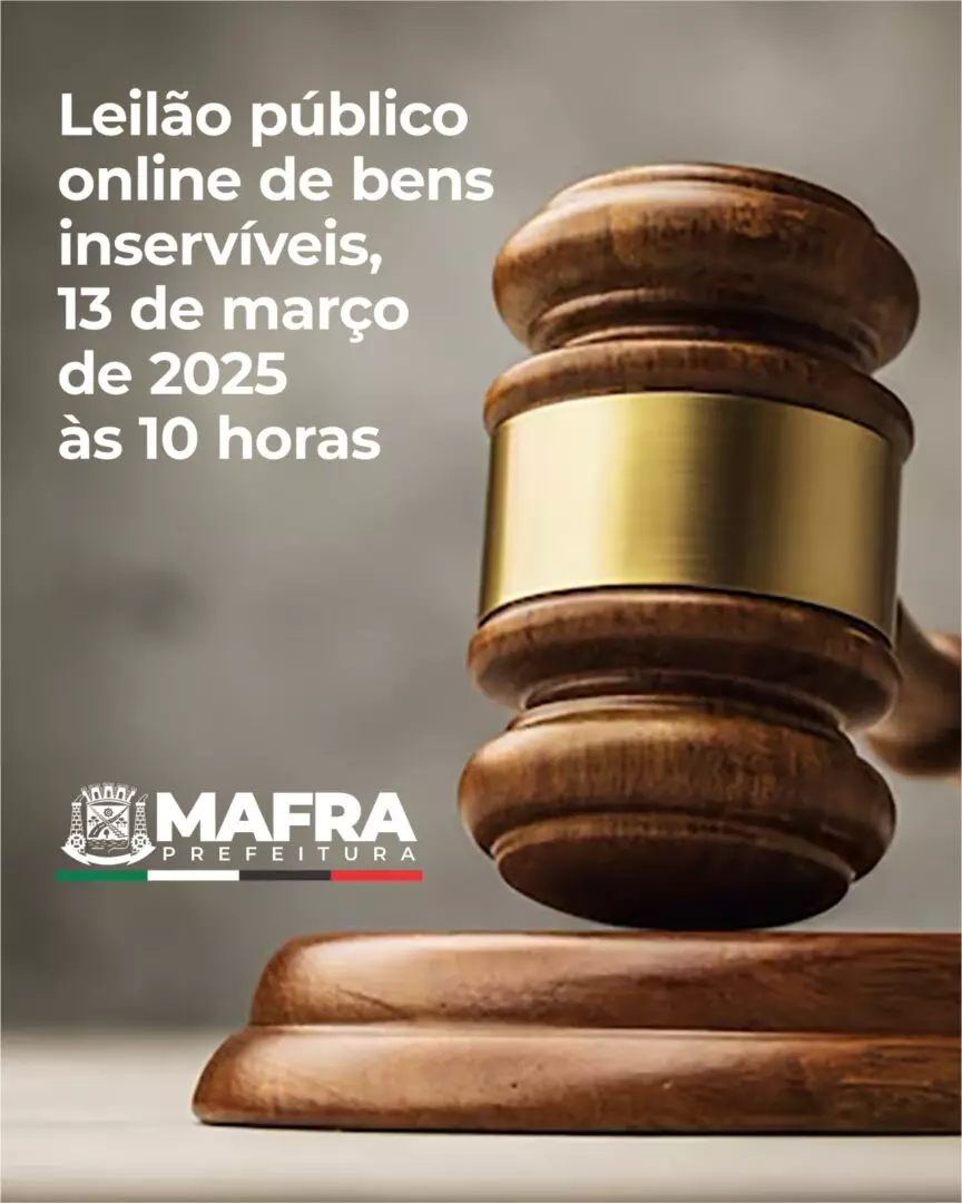 Leilão público online de bens inservíveis de Mafra acontece na próxima quinta-feira