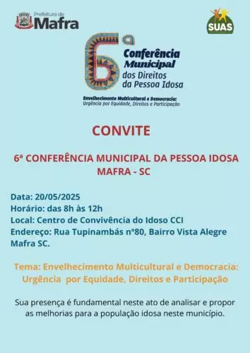 Mafra realiza 6ª Conferência Municipal dos Direitos da Pessoa Idosa