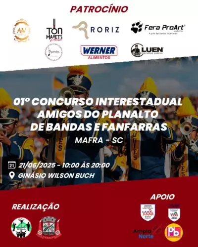 Mafra sedia evento interestadual de bandas e fanfarras