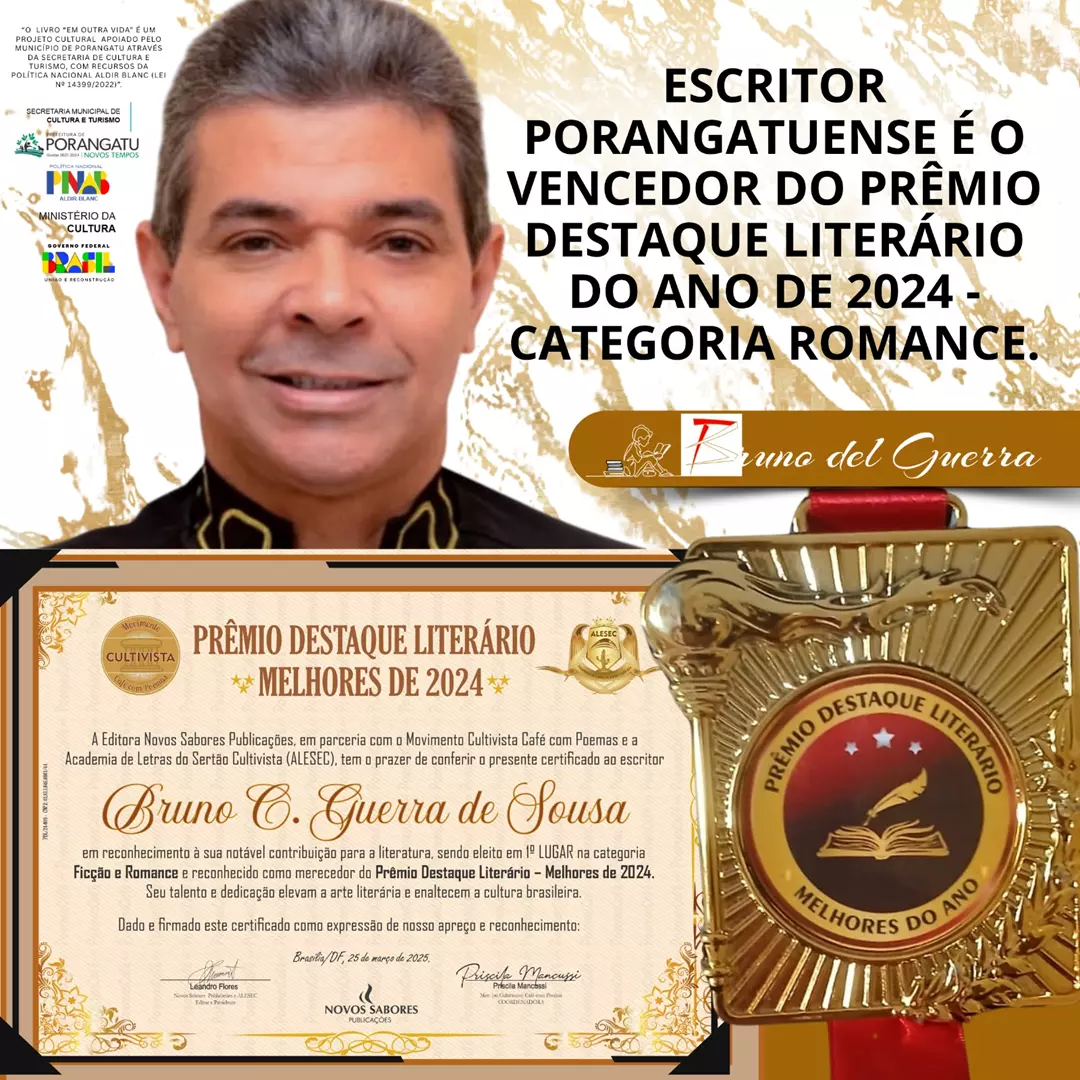 Bruno Guerra,escritor Porangatuense, agraciado com Medalha de Honra ao Mérito Cultural