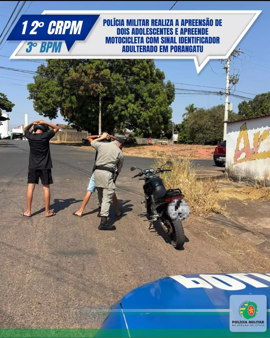 Polícia apreende menores com motocicleta adulterada em Porangatu