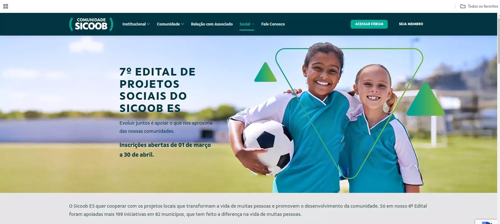 Abertas as inscrições para o 7º Edital Social do Sicoob
