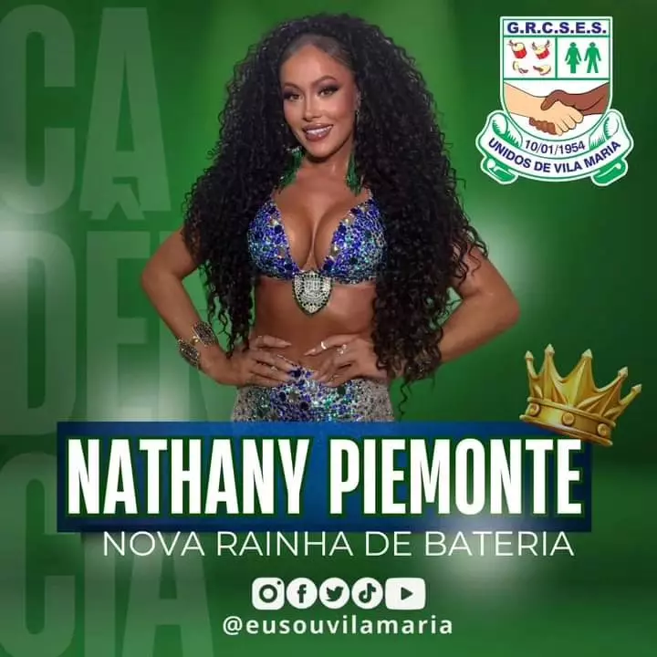 Nathany Piemonte é a nova rainha de bateria da Unidos de Vila Maria para 2025