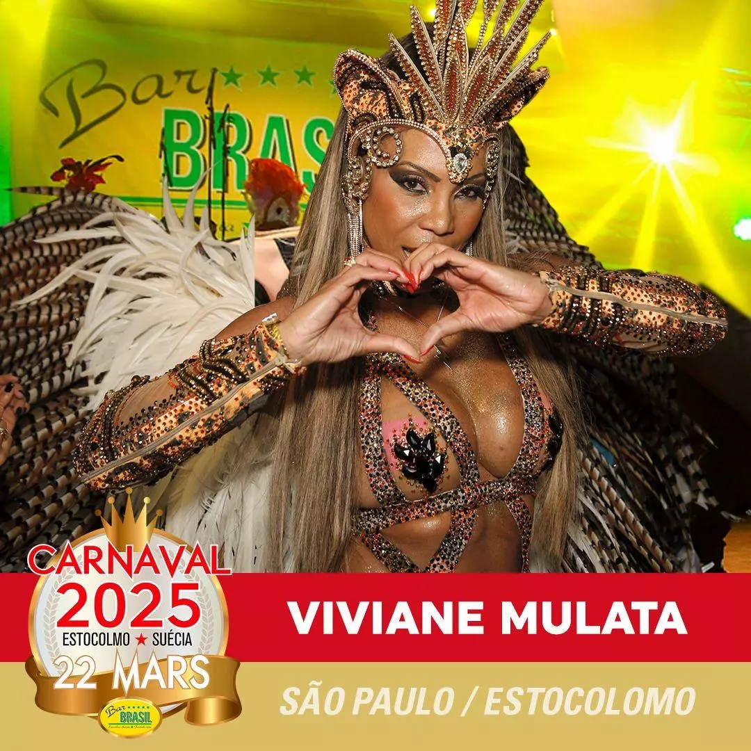 APÓS BRILHAR NO ANHEMBI, VIVIANE MULATA SERÁ ATRAÇÃO NO 30° ANIVERSÁRIO DO BAR BRASIL EM ESTOCOLMO NA SUÉCIA