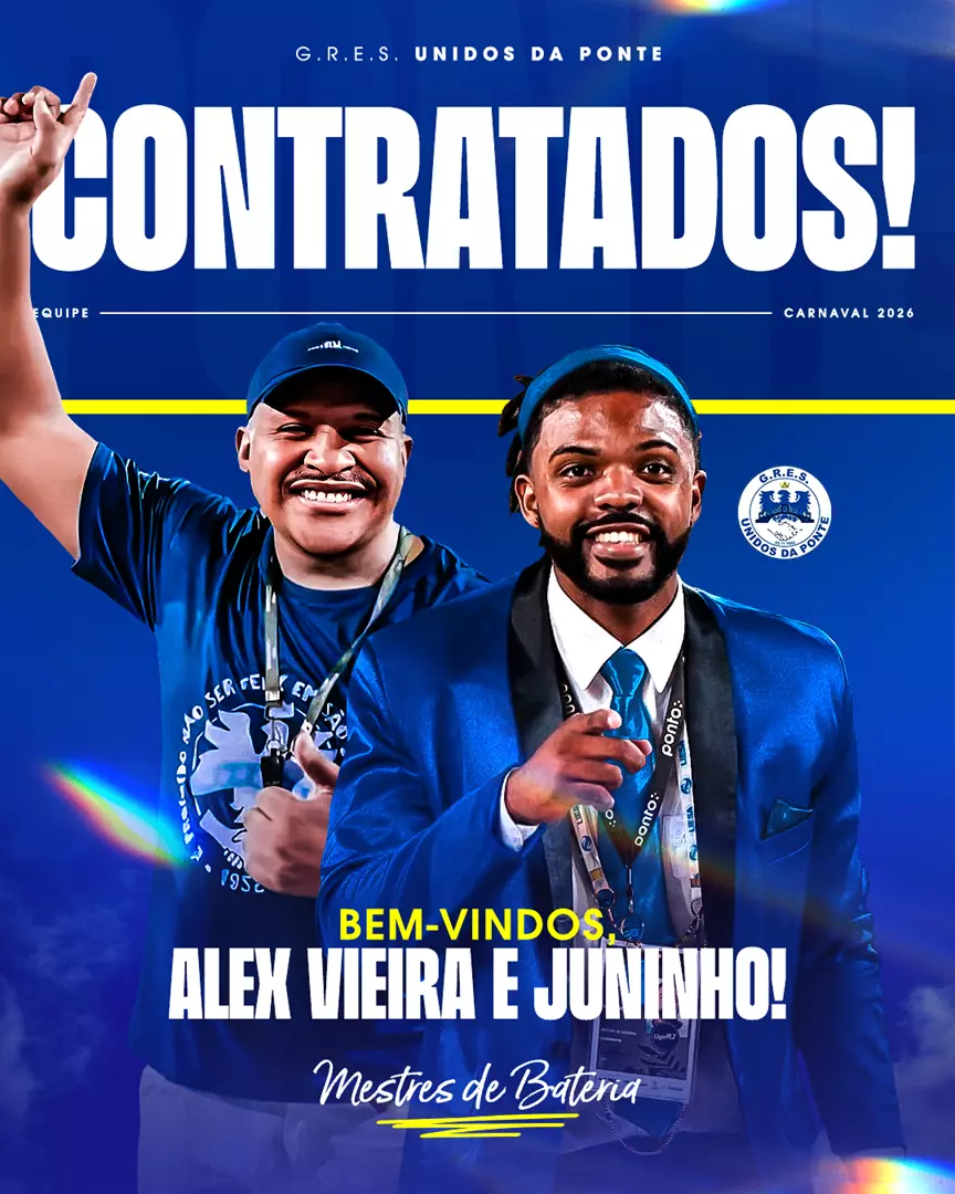 Unidos da Ponte aposta em dupla de mestres de bateria para o próximo Carnaval