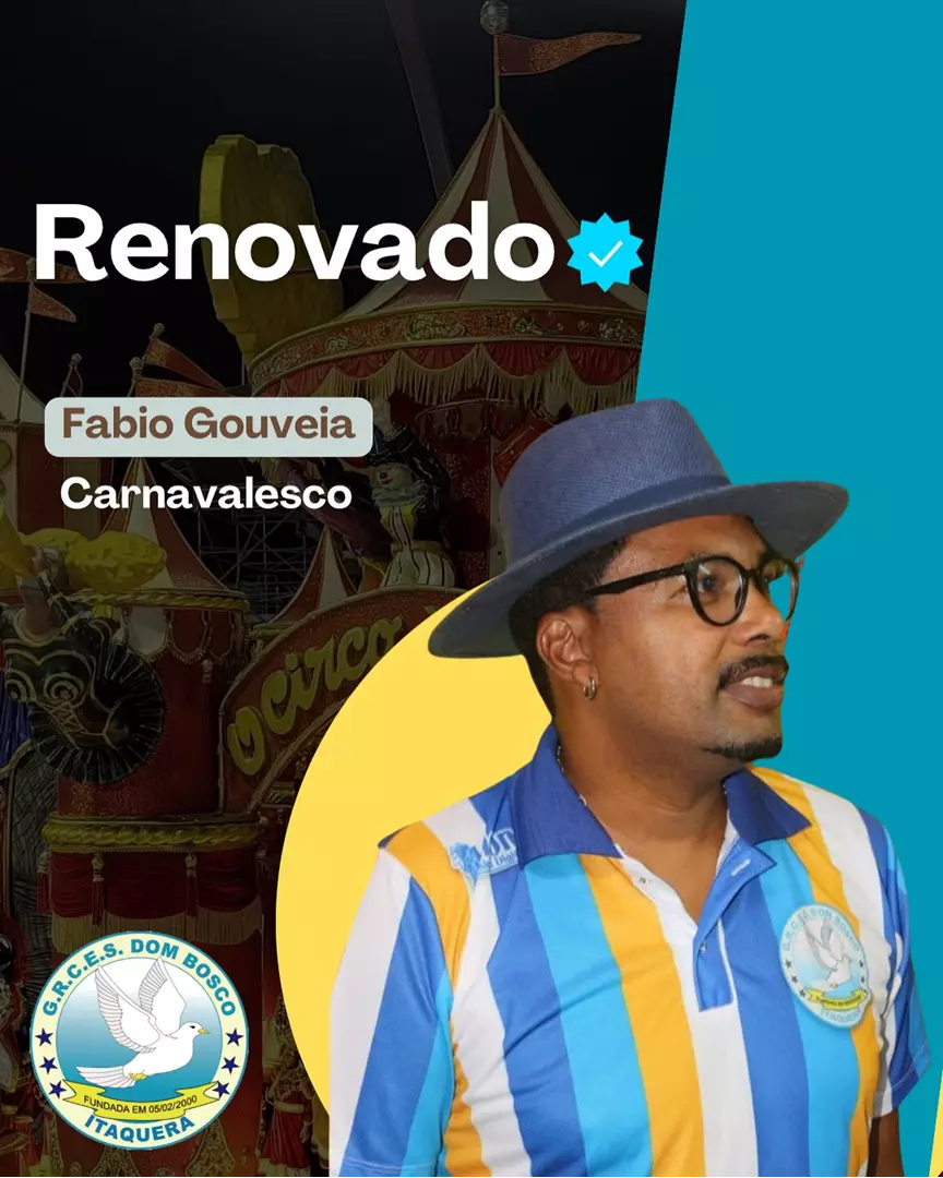 FÁBIO GOUVEIA SEGUE COMO CARNAVALESCO DA DOM BOSCO DE ITAQUERA PARA O CARNAVAL 2026!