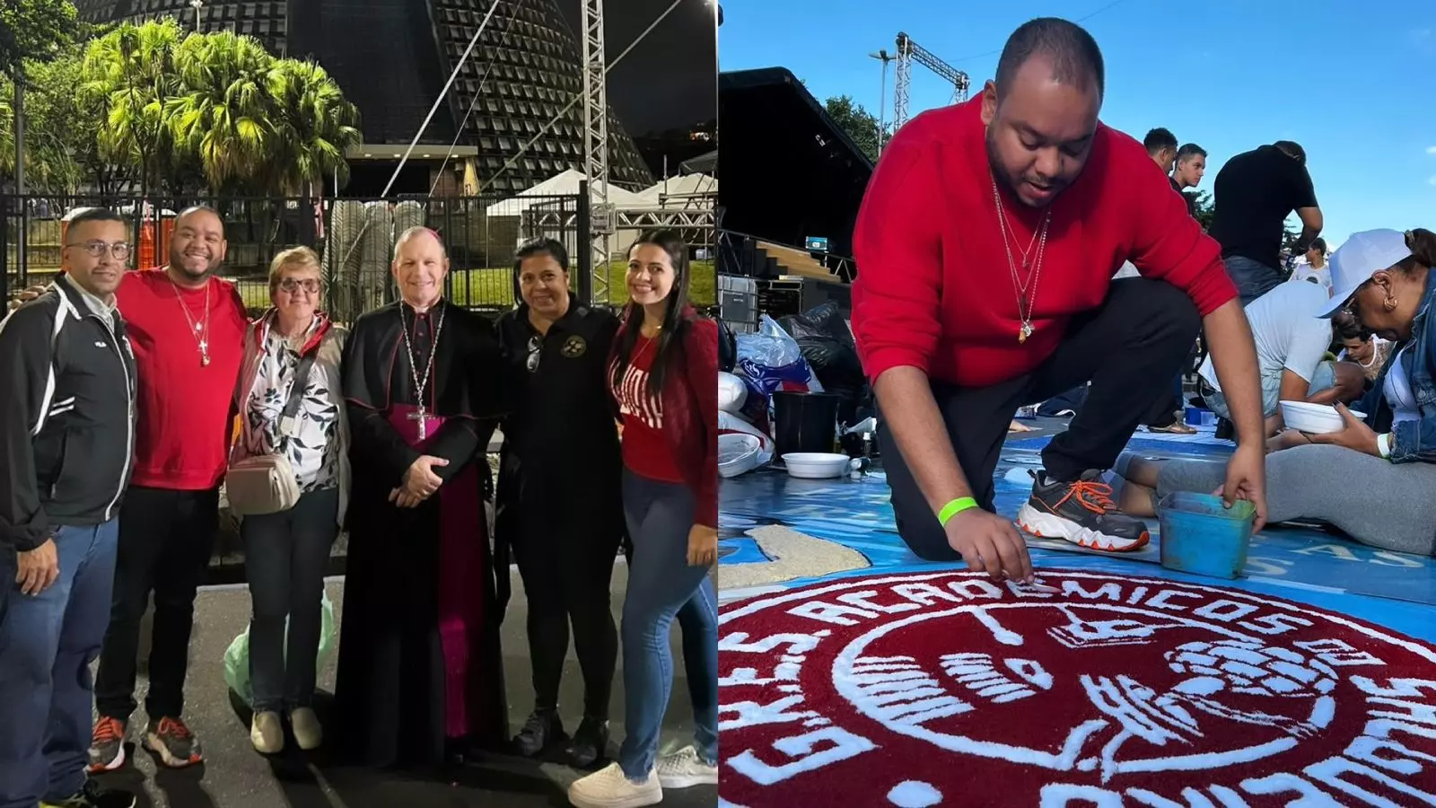 Salgueiro participa da confecção de tapetes de sal para procissão de Corpus Christi no Centro do Rio