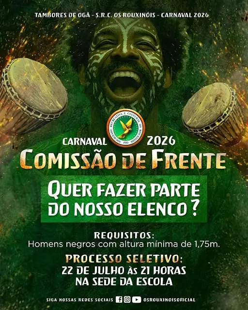 OS ROUXINÓIS SELECIONA INTEGRANTES PARA A COMISSÃO DE FRENTE PARA O CARNAVAL DE 2026
