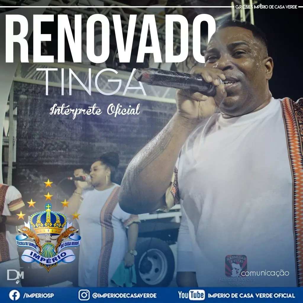 IMPÉRIO DE CASA VERDE ANUNCIA A PERMANÊNCIA DE TINGA COMO VOZ OFICIAL PARA 2027