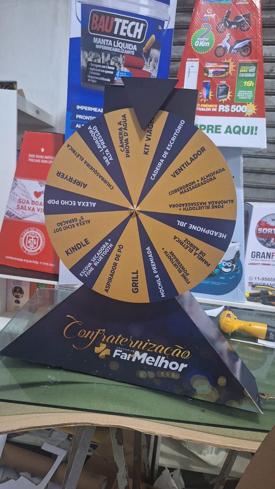 ROLETA DA SORTE DE MESA E CHÃO PERSONALIZADA