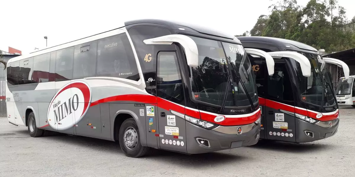 Frota de ônibus de transporte da Viação Mimo