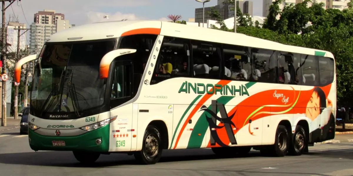 Ônibus rodoviário da frota da empresa Andorinha